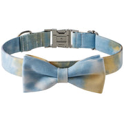 New Cotton Tie-dye Pet Collar Alloy Buckle + Bow::FREE SHIPPING!!