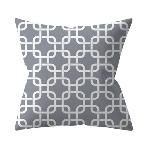 Gray Geometric Printed Polyester Cushion Cover- Hot Sale!::FREE SHIPPING!!