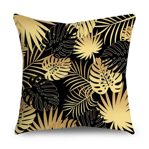 Black & Gold Polyester Pillow Cover