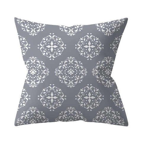 Gray Geometric Printed Polyester Cushion Cover- Hot Sale!::FREE SHIPPING!!