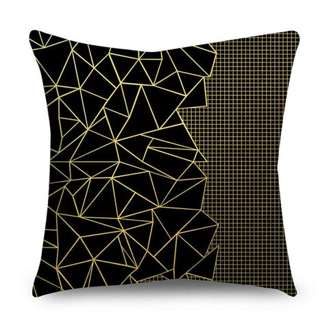 Black & Gold Polyester Pillow Cover