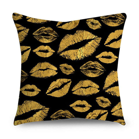 Black & Gold Polyester Pillow Cover