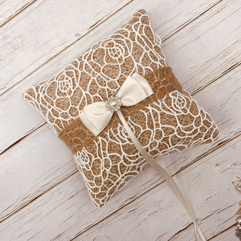 Pearl Bowknot Ring Pillow Ring Box