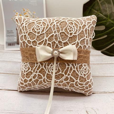 Pearl Bowknot Ring Pillow Ring Box