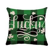 St. Patrick's Day Clover Linen Throw Pillowcase