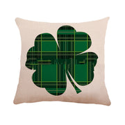 St. Patrick's Day Clover Linen Throw Pillowcase