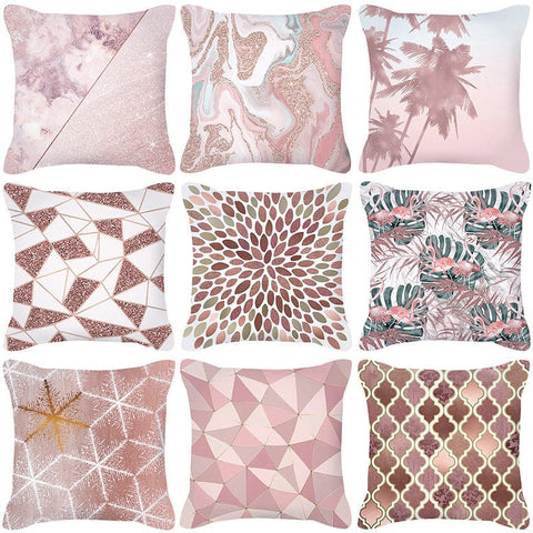 Nordic Style Rose Gold Pink Geometric Square Cushion Cover:: FREE SHIPPING!!