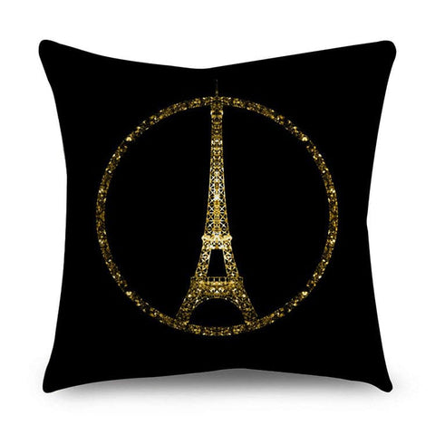 Black & Gold Polyester Pillow Cover