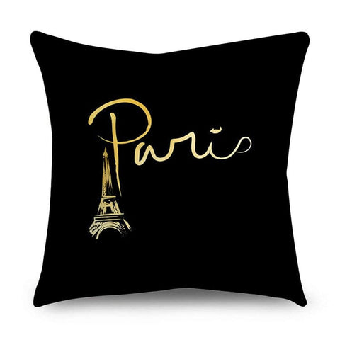 Black & Gold Polyester Pillow Cover