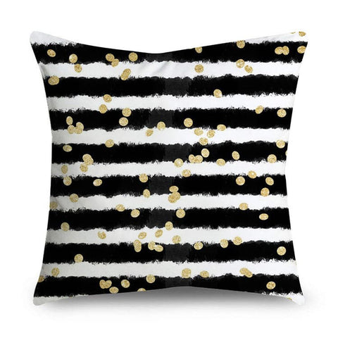 Black & Gold Polyester Pillow Cover