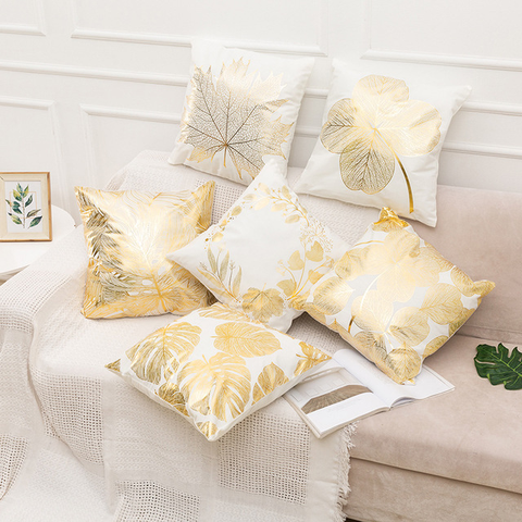 Elegant White and Gold Decorative Pillow Covers