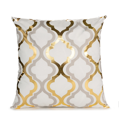 Elegant White and Gold Decorative Pillow Covers