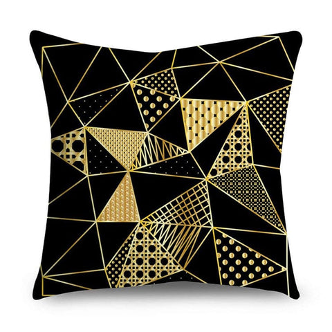 Black & Gold Polyester Pillow Cover