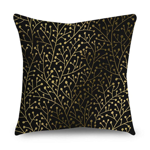 Black & Gold Polyester Pillow Cover