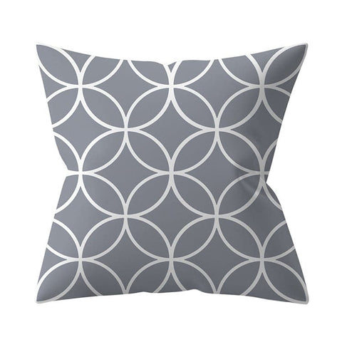 Gray Geometric Printed Polyester Cushion Cover- Hot Sale!::FREE SHIPPING!!