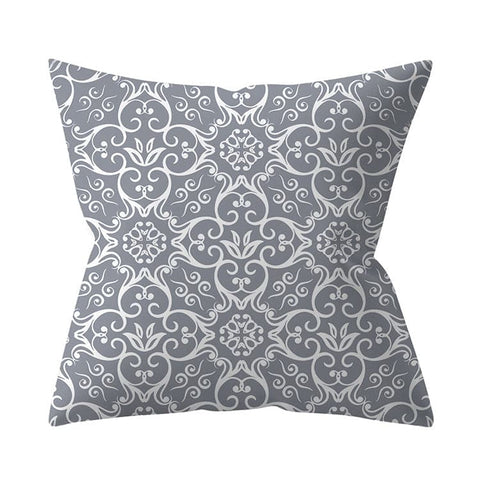 Gray Geometric Printed Polyester Cushion Cover- Hot Sale!::FREE SHIPPING!!