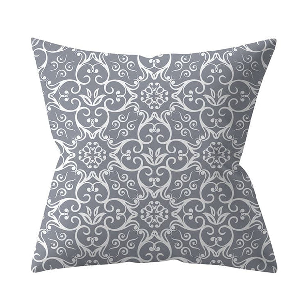 Gray Geometric Printed Polyester Cushion Cover- Hot Sale!::FREE SHIPPING!!