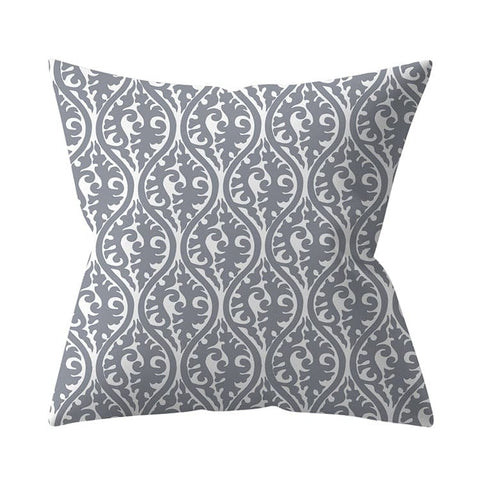 Gray Geometric Printed Polyester Cushion Cover- Hot Sale!::FREE SHIPPING!!