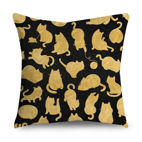 Black & Gold Polyester Pillow Cover