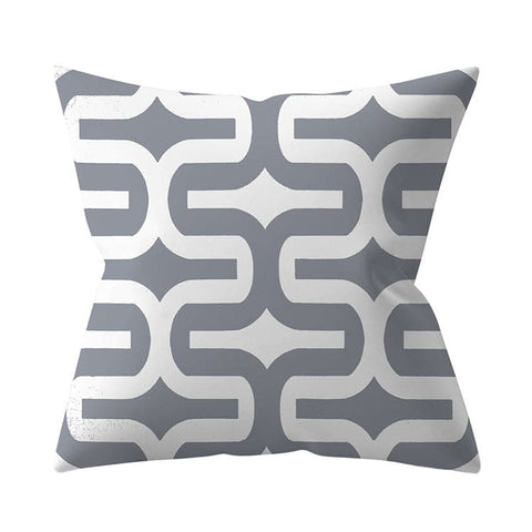 Gray Geometric Printed Polyester Cushion Cover- Hot Sale!::FREE SHIPPING!!