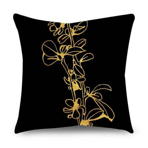 Black & Gold Polyester Pillow Cover