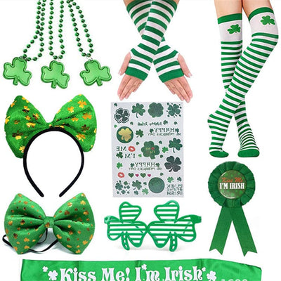 St Patrick's Day Suit Irish Shoulder Strap Socks Gloves