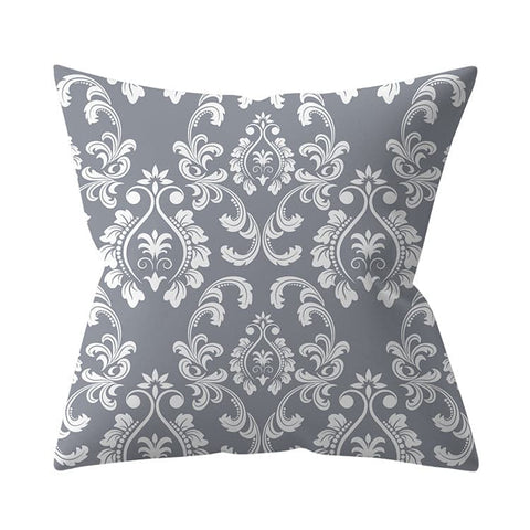 Gray Geometric Printed Polyester Cushion Cover- Hot Sale!::FREE SHIPPING!!