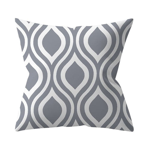 Gray Geometric Printed Polyester Cushion Cover- Hot Sale!::FREE SHIPPING!!