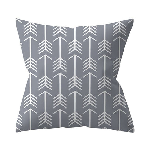 Gray Geometric Printed Polyester Cushion Cover- Hot Sale!::FREE SHIPPING!!