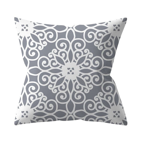 Gray Geometric Printed Polyester Cushion Cover- Hot Sale!::FREE SHIPPING!!