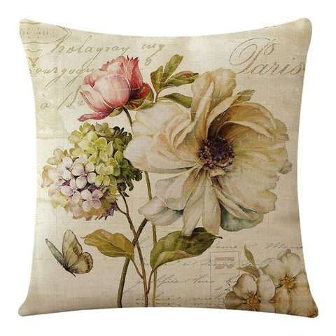 Flowers And Plants Flax Cushion Cover:: FREE SHIPPING!!