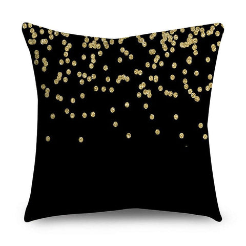 Black & Gold Polyester Pillow Cover