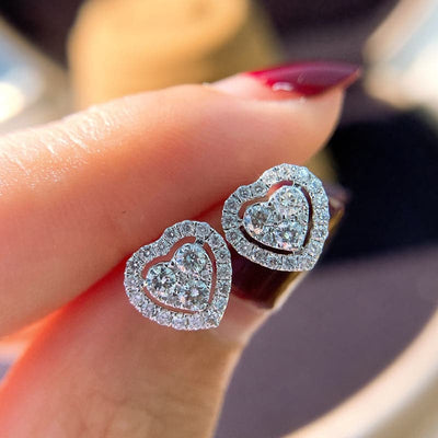Rhinestone Heart-shaped Stud Earrings
