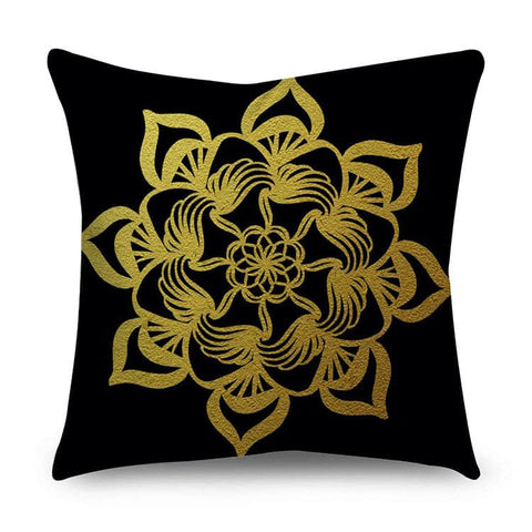 Black & Gold Polyester Pillow Cover