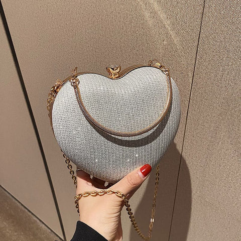 New Fashion Chain Crossbody Handheld Heart  Design Bag