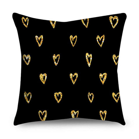 Black & Gold Polyester Pillow Cover