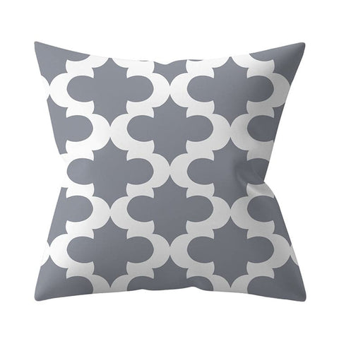 Gray Geometric Printed Polyester Cushion Cover- Hot Sale!::FREE SHIPPING!!