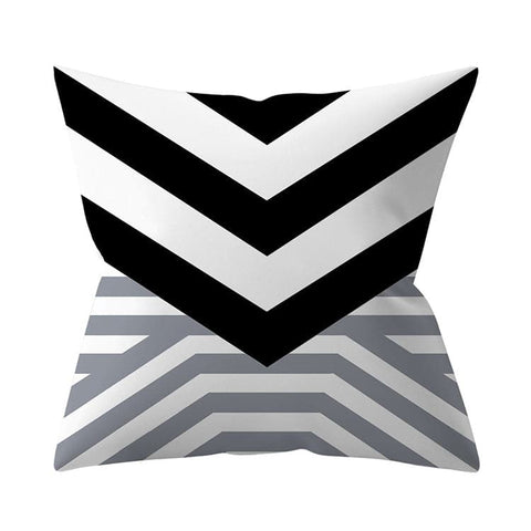 Gray Geometric Printed Polyester Cushion Cover- Hot Sale!::FREE SHIPPING!!