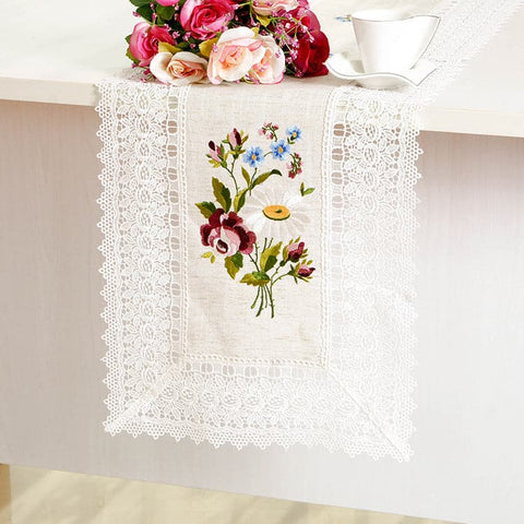 European Style Embroidered Coffee Table, Lace Tablecloth, Pillowcase, Bedside Cushion