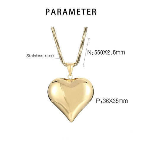 Stunning Gold/Silver Titanium Necklace with  Heart-Shaped Titanium Pendant