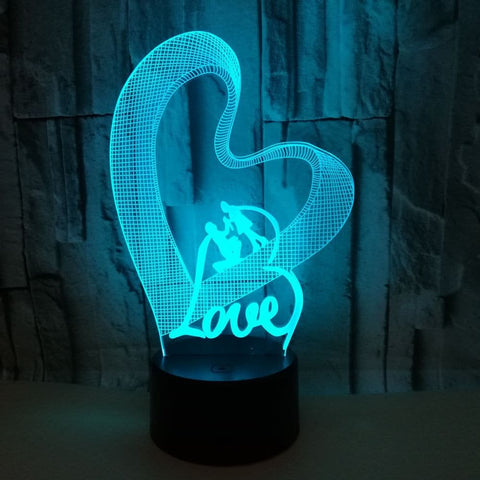 Heart Shaped 3D Led Colorful Night Light