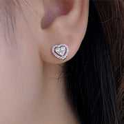 Rhinestone Heart-shaped Stud Earrings