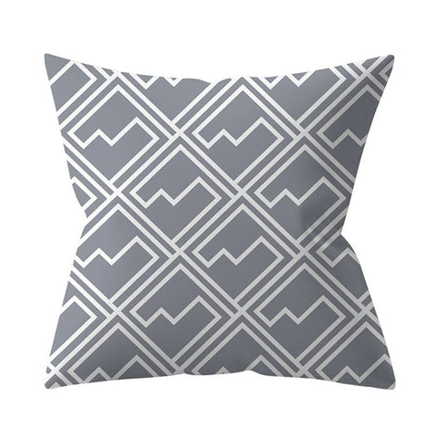 Gray Geometric Printed Polyester Cushion Cover- Hot Sale!::FREE SHIPPING!!