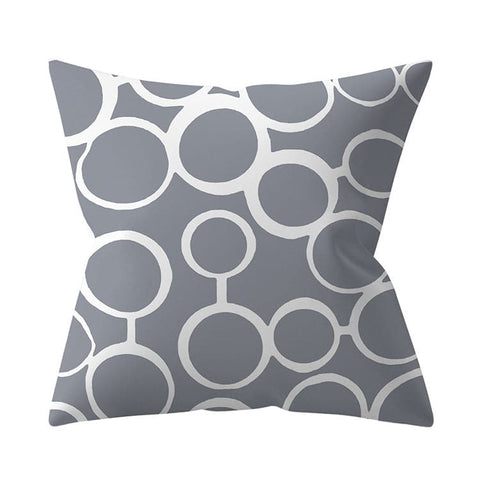 Gray Geometric Printed Polyester Cushion Cover- Hot Sale!::FREE SHIPPING!!