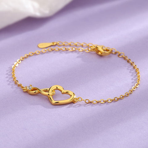 Platinum/Gold Zirconia Heart-Shaped High Quality Bracelet