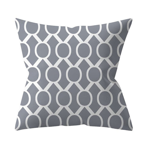 Gray Geometric Printed Polyester Cushion Cover- Hot Sale!::FREE SHIPPING!!