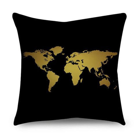 Black & Gold Polyester Pillow Cover