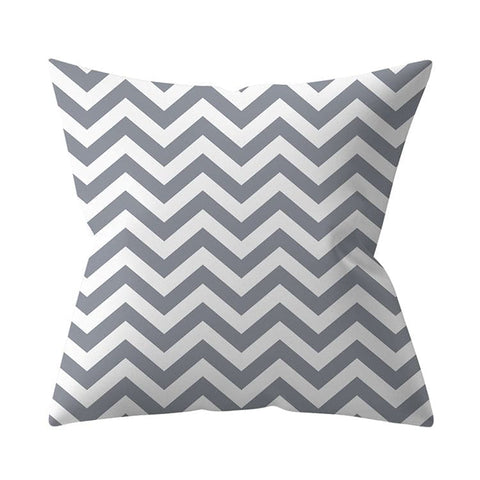 Gray Geometric Printed Polyester Cushion Cover- Hot Sale!::FREE SHIPPING!!