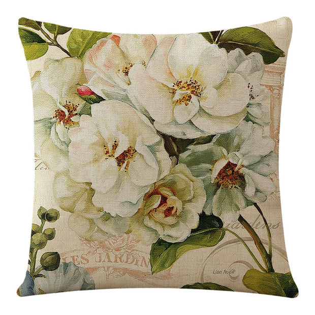 Flowers And Plants Flax Cushion Cover:: FREE SHIPPING!!