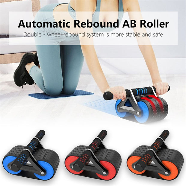 Double Wheel Automatic Rebound Ab Wheel Exerciser